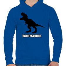 PRINTFASHION T-rex család - Daddysaurus - Férfi kapucnis pulóver - Királykék férfi pulóver, kardigán
