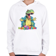 PRINTFASHION T-rex dínó húsvéti tojások - Gyerek kapucnis pulóver - Fehér