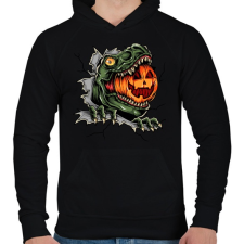 PRINTFASHION T-rex es a Halloween tökfej - Férfi kapucnis pulóver - Fekete férfi pulóver, kardigán