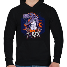 PRINTFASHION t-rex - Férfi kapucnis pulóver - Fekete