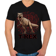 PRINTFASHION T-REX - Férfi V-nyakú póló - Fekete férfi póló