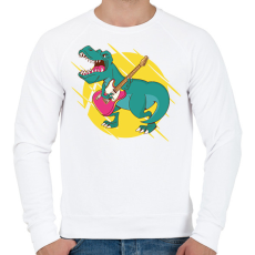 PRINTFASHION T-rex gitárral - Férfi pulóver - Fehér
