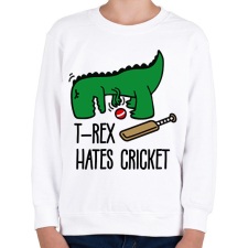 PRINTFASHION T-rex hates cricket - Gyerek pulóver - Fehér gyerek pulóver, kardigán