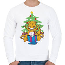PRINTFASHION T-rex Karácsony - Férfi pulóver - Fehér férfi pulóver, kardigán