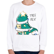 PRINTFASHION T-rex karácsonyfa - Gyerek pulóver - Fehér gyerek pulóver, kardigán