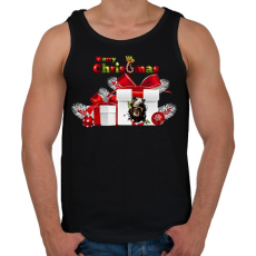 PRINTFASHION T-Rex Karácsonyra - Férfi atléta - Fekete