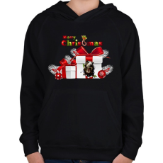 PRINTFASHION T-Rex Karácsonyra - Gyerek kapucnis pulóver - Fekete