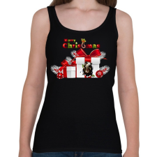 PRINTFASHION T-Rex Karácsonyra - Női atléta - Fekete női trikó