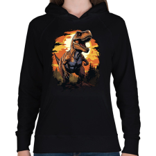 PRINTFASHION t-rex - Női kapucnis pulóver - Fekete női pulóver, kardigán