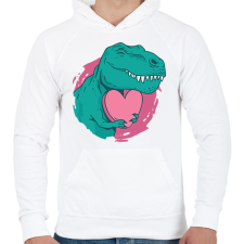 PRINTFASHION T-rex szívvel - Férfi kapucnis pulóver - Fehér férfi pulóver, kardigán