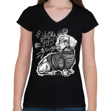 PRINTFASHION tacsi1 - Női V-nyakú póló - Fekete