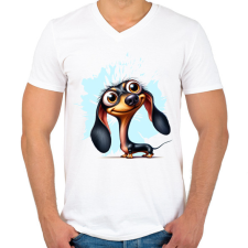 PRINTFASHION Tacsi - Férfi V-nyakú póló - Fehér férfi póló