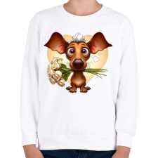 PRINTFASHION Tacsi rózsacsokorral - Gyerek pulóver - Fehér gyerek pulóver, kardigán