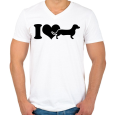 PRINTFASHION Tacskó - Férfi V-nyakú póló - Fehér