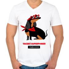 PRINTFASHION TACSKO - Férfi V-nyakú póló - Fehér férfi póló