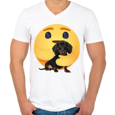 PRINTFASHION Tacskó - Férfi V-nyakú póló - Fehér