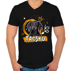 PRINTFASHION Tacskó firka - Férfi V-nyakú póló - Fekete