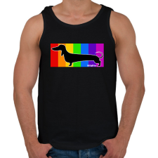 PRINTFASHION Tacskó szivárvány háttérben - Férfi atléta - Fekete atléta, trikó