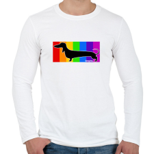 PRINTFASHION Tacskó szivárvány háttérben - Férfi hosszú ujjú póló - Fehér férfi póló