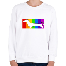 PRINTFASHION Tacskó szivárvány háttérben - Gyerek pulóver - Fehér