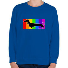 PRINTFASHION Tacskó szivárvány háttérben - Gyerek pulóver - Királykék