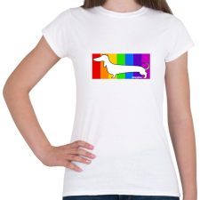 PRINTFASHION Tacskó szivárvány háttérben - Női póló - Fehér női póló