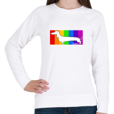 PRINTFASHION Tacskó szivárvány háttérben - Női pulóver - Fehér női pulóver, kardigán