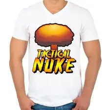 PRINTFASHION Tactical Nuke - Férfi V-nyakú póló - Fehér férfi póló
