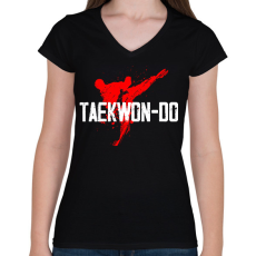 PRINTFASHION Taekwon-do - Női V-nyakú póló - Fekete