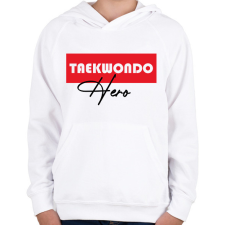 PRINTFASHION Taekwondo hero - Gyerek kapucnis pulóver - Fehér gyerek pulóver, kardigán
