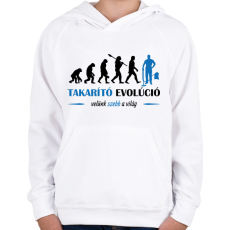 PRINTFASHION Takarító evolúció - Gyerek kapucnis pulóver - Fehér