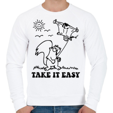 PRINTFASHION Take it easy - Férfi pulóver - Fehér férfi pulóver, kardigán