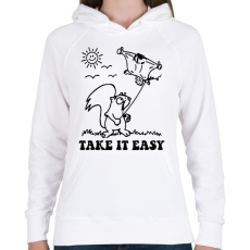 PRINTFASHION Take it easy - Női kapucnis pulóver - Fehér