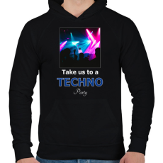 PRINTFASHION take us a techno party - Férfi kapucnis pulóver - Fekete