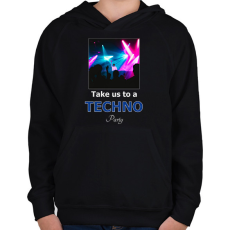 PRINTFASHION take us a techno party - Gyerek kapucnis pulóver - Fekete
