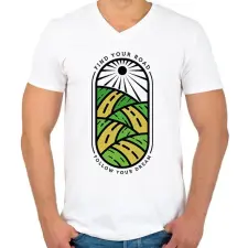 PRINTFASHION Találd meg az utad, kövesd az álmaid - Férfi V-nyakú póló - Fehér férfi póló