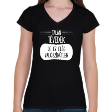 PRINTFASHION Talán tévedek - Női V-nyakú póló - Fekete női póló