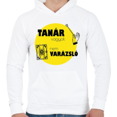 PRINTFASHION Tanár vagyok, nem Varázsló - Férfi kapucnis pulóver - Fehér