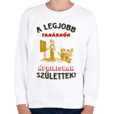 PRINTFASHION Tanárnő szülinapja április - Gyerek pulóver - Fehér gyerek pulóver, kardigán