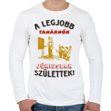 PRINTFASHION Tanárnő szülinapja június - Férfi hosszú ujjú póló - Fehér