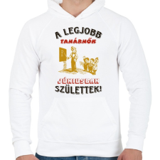 PRINTFASHION Tanárnő szülinapja június - Férfi kapucnis pulóver - Fehér férfi pulóver, kardigán