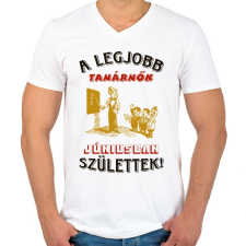 PRINTFASHION Tanárnő szülinapja június - Férfi V-nyakú póló - Fehér férfi póló