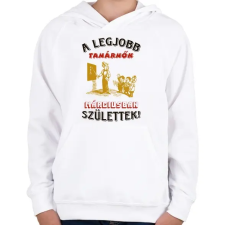 PRINTFASHION Tanárnő szülinapja március - Gyerek kapucnis pulóver - Fehér gyerek pulóver, kardigán