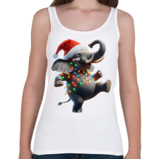 PRINTFASHION Táncoló karácsonyi party elefánt - Női atléta - Fehér női trikó