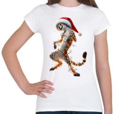 PRINTFASHION Táncoló karácsonyi party gepárd - Női póló - Fehér női póló