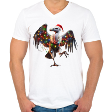 PRINTFASHION Táncoló karácsonyi party keselyű - Férfi V-nyakú póló - Fehér férfi póló