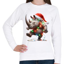 PRINTFASHION Táncoló karácsonyi party orrszarvú - Női pulóver - Fehér női pulóver, kardigán