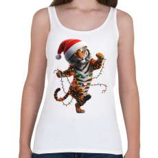 PRINTFASHION Táncoló karácsonyi party tigris - Női atléta - Fehér