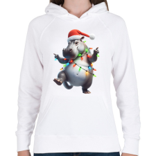 PRINTFASHION Táncoló karácsonyi party viziló  - Női kapucnis pulóver - Fehér női pulóver, kardigán