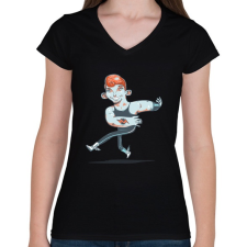 PRINTFASHION Táncos - Női V-nyakú póló - Fekete női póló